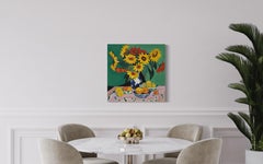 Natura morta con girasoli, 70x70cm, stampa su tela. Edizione 20 pezzi.