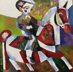 petit cavalier, 60x60 cm, huile, toile, sable