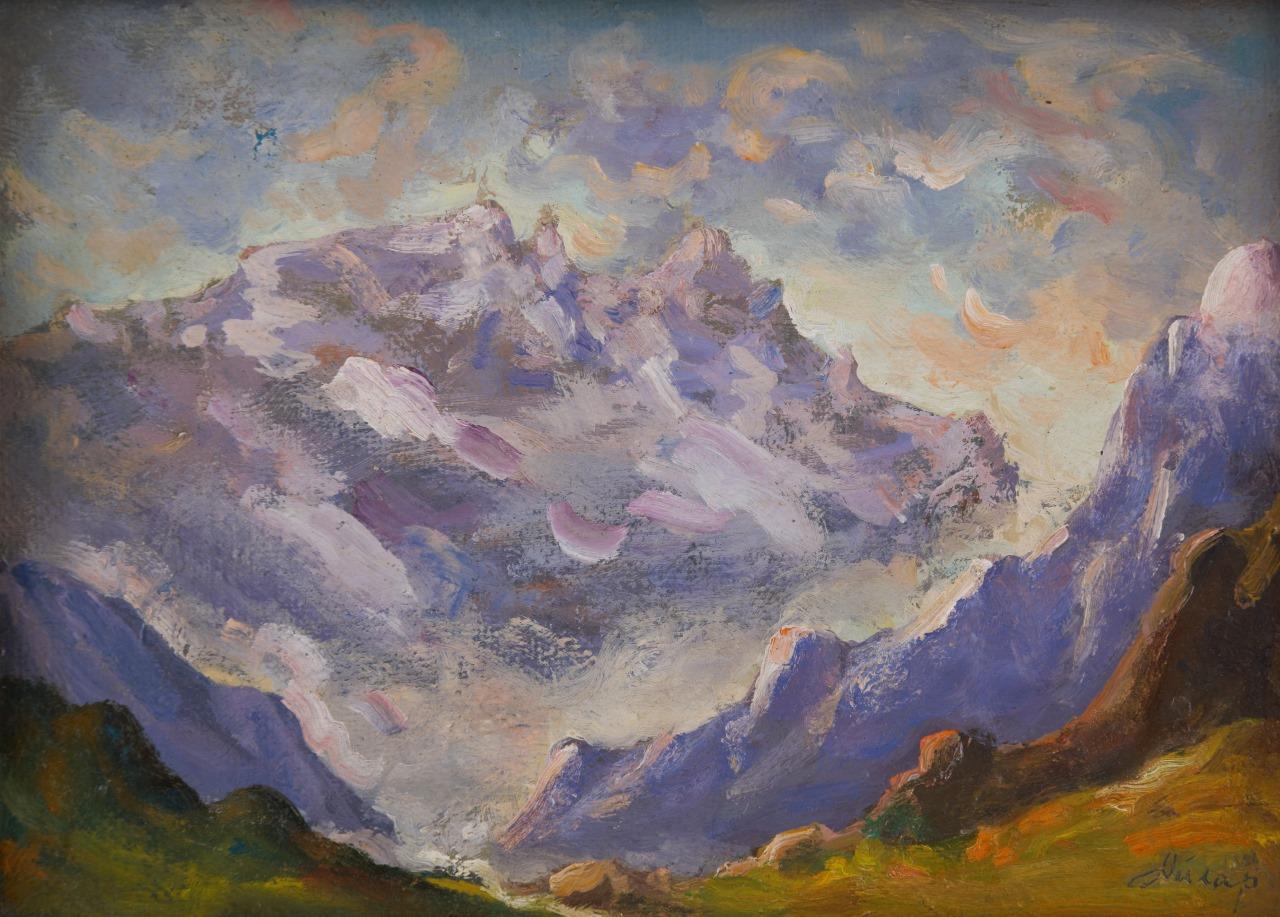 White peaks, 20x28 cm, oil on canvas