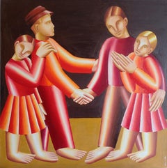 Freunde. Begegnung. 60x60 cm, Öl auf Leinwand