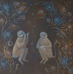 Playing the flute, 60x60 cm, tempera , Canvas