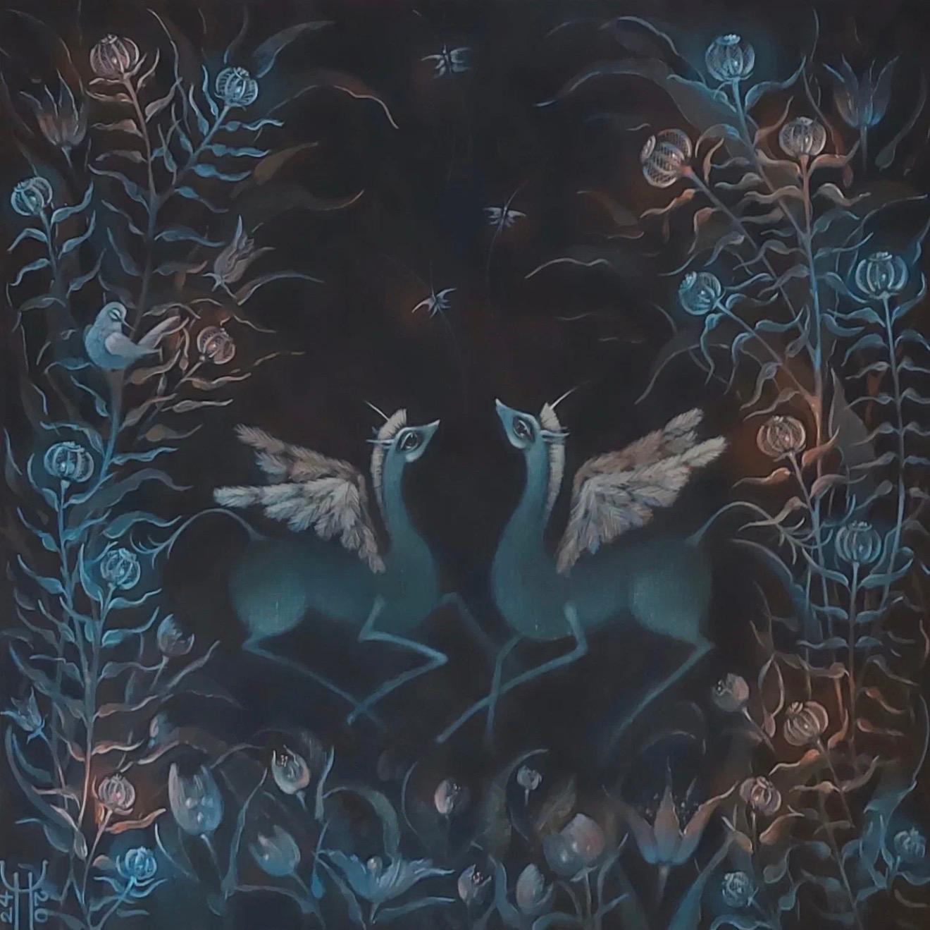 Nuit , 60x60 cm, tempera , Toile