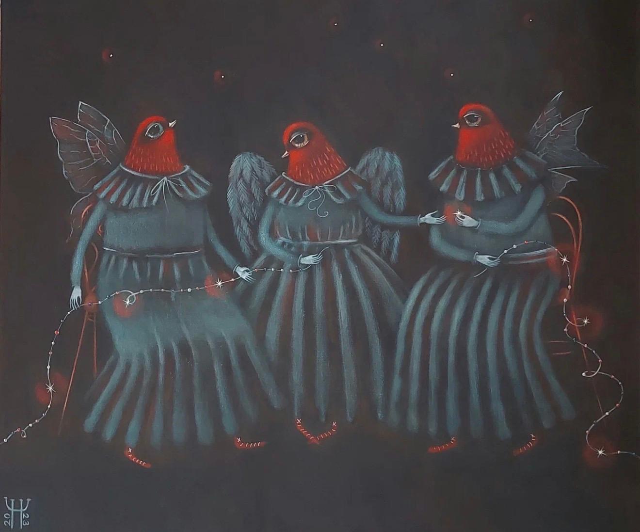 écouter ton histoire, 60x70 cm, tempera, toile