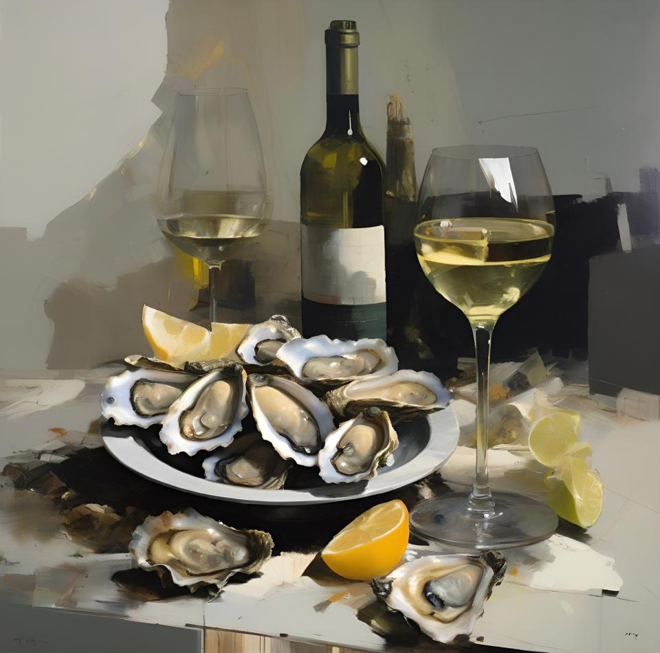 Nature morte aux huîtres, 80х80cm, impression sur toile.Edition de 20 pièces - Print de Peter Simakov