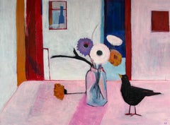 Still Life with a Blackbird, 60x80 cm, acrylic on canvas