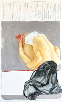 White melancholy, 130x80 cm, oil, acrylic, coal, canvas