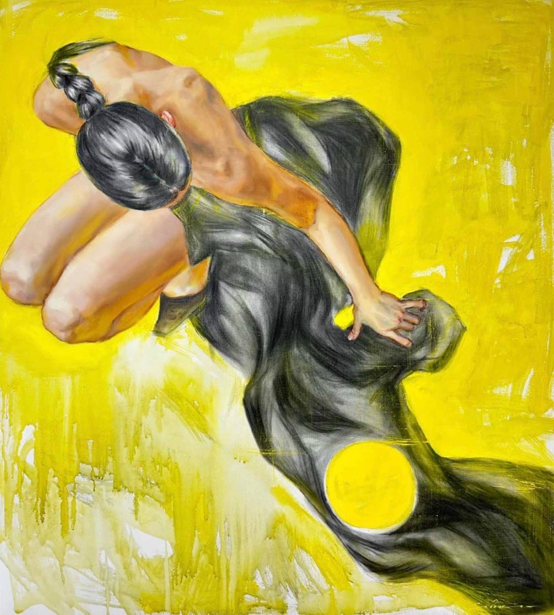 Downwind, 100x90 cm, oil, tempera, coal, canvas