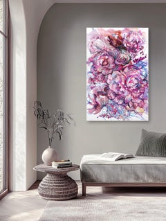 Pfingstrosen, 120x80 cm, Acryl auf Leinwand