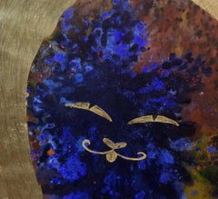 Cat, Acrylic on canvas, gold leaf , 100x100 cm