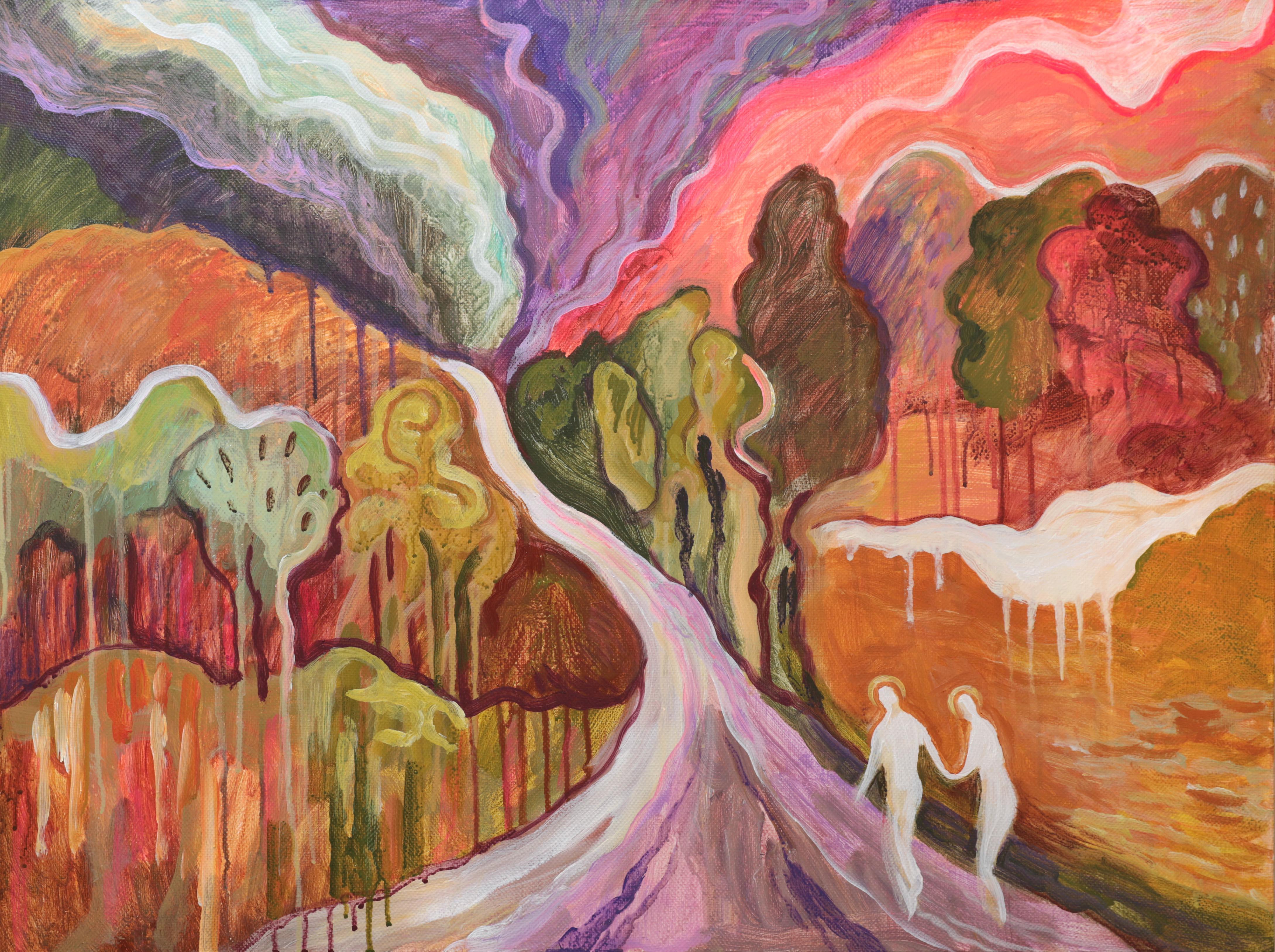 way home, 60x80cm, acrylic on canvas - Painting by Katya Bim