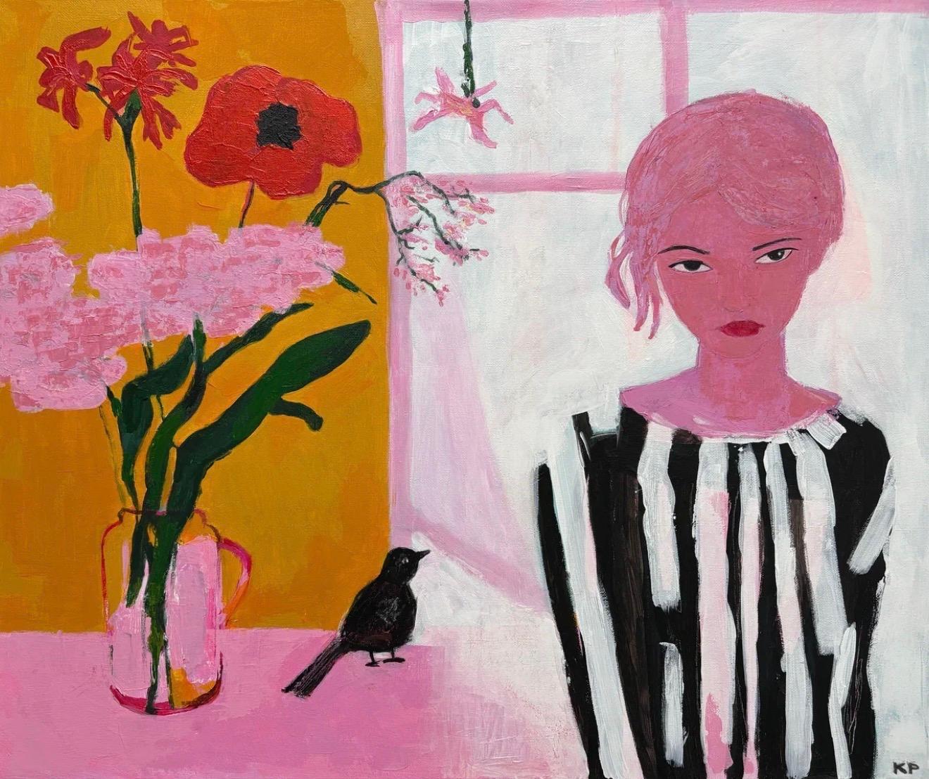 Une fille aux cheveux roses, 50x60 cm, acrylique sur toile
