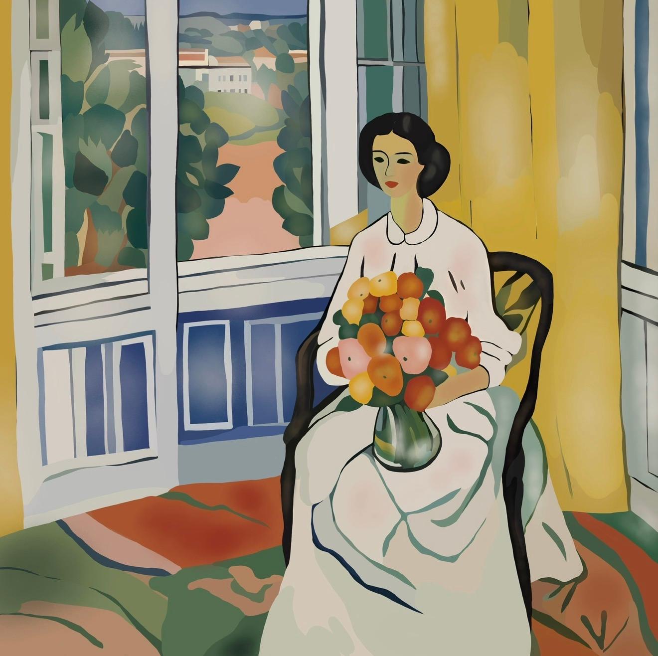 A bouquet for my beloved , 70x70cm, print on canvas.Edition 20 pcs. - Art by Nina Tsoriti