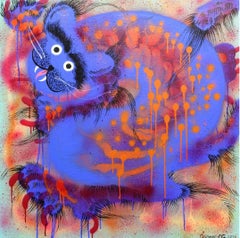 Gatto blu, Acrilico su tela 80x80 cm