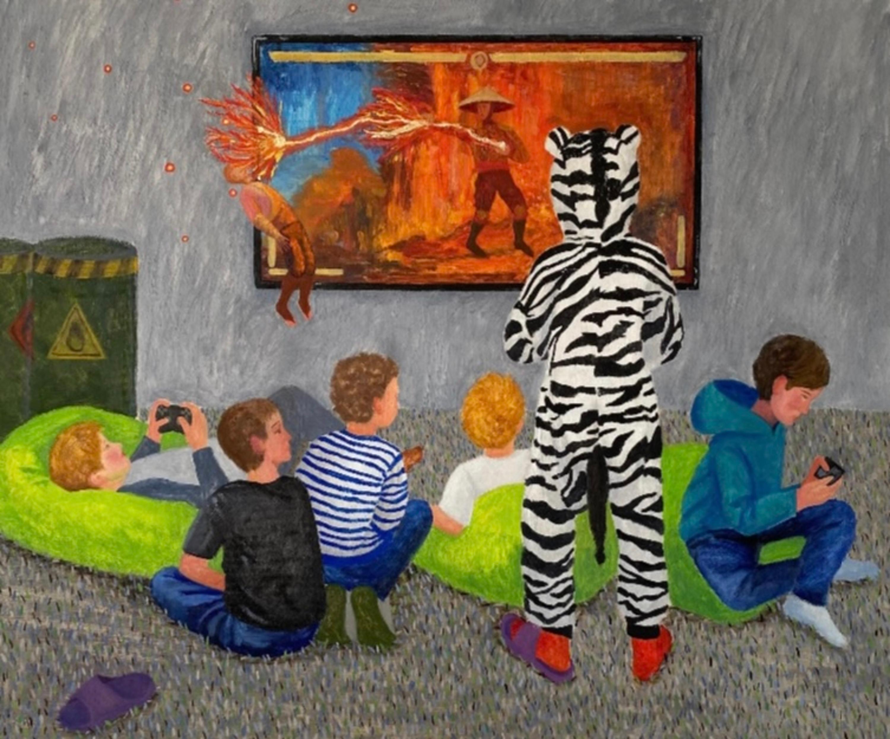 Birthday 100*120 cm, canvas/oil 2023 - Painting by Elena Ermuraki