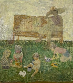 Im Park , 46x46 cm, Öl auf Leinwand