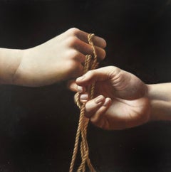 Overcome the divide , 60x60cm, oil on canvas
