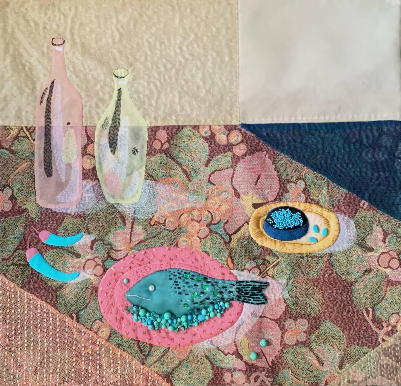 Image douce "Négatif", 2025 Textile 54х57cm, broderie - Mixed Media Art de Oksana Muratova