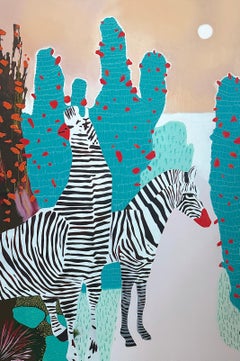 Zebras, 120x80 cm, Acryl, Öl, Leinwand