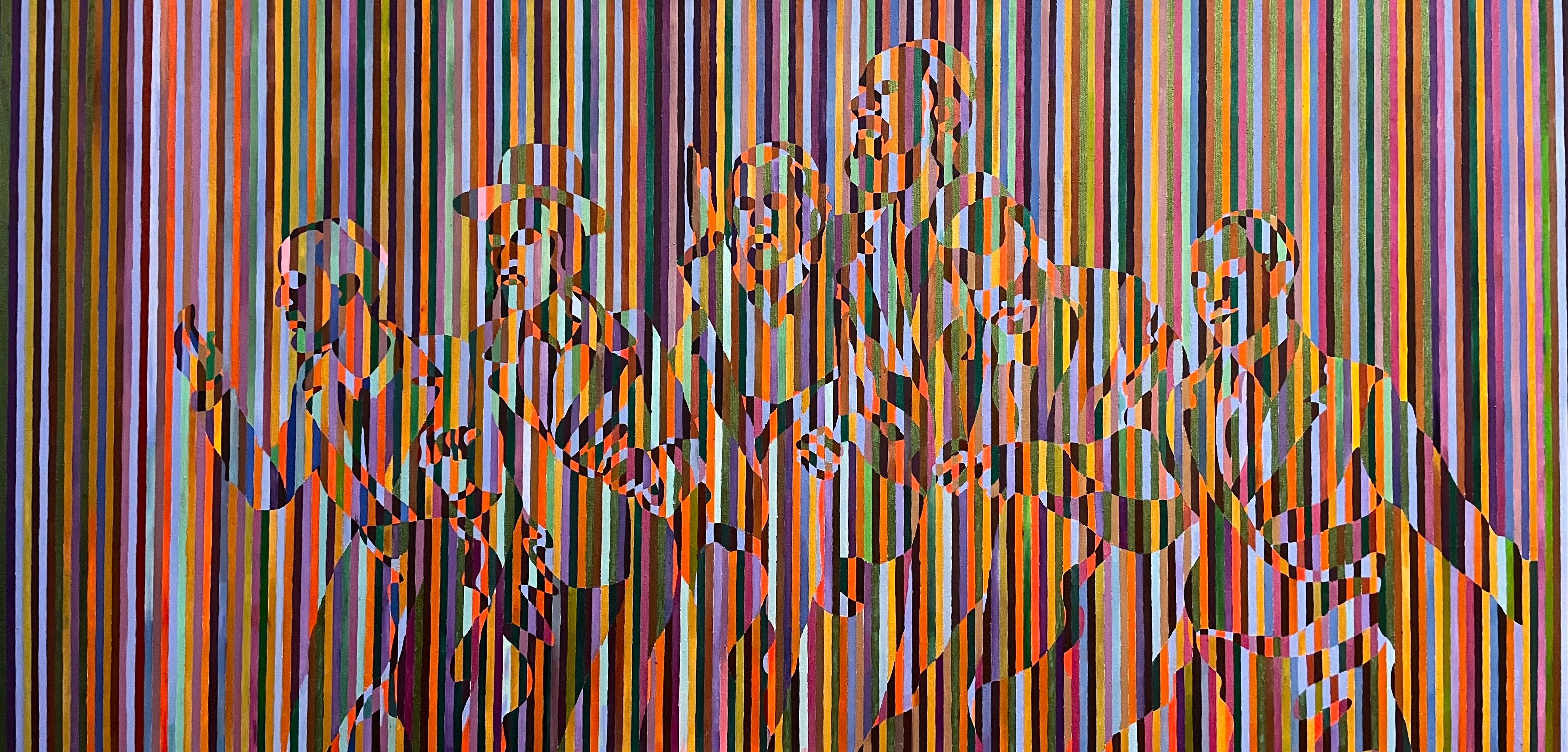 Shabbat Confetti, 100x200cm, Oil, Canvas - Painting by Tanya Brodskaya
