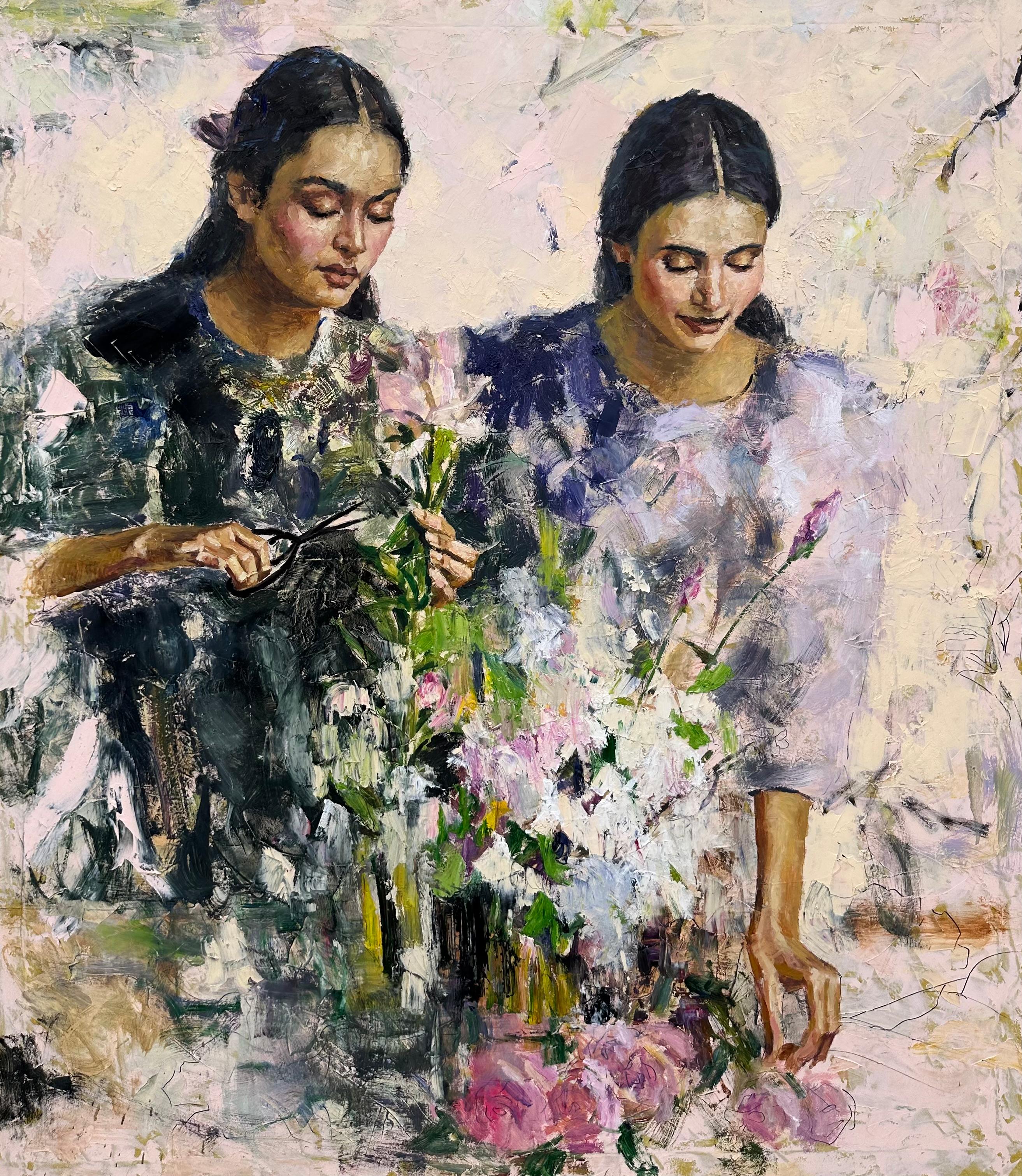 Figurative Painting Yokub Beknazarov - Amies, 150x120 cm, huile sur toile