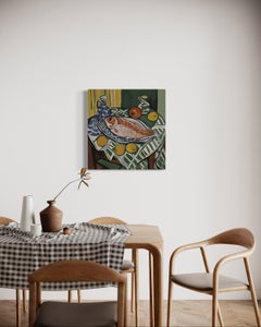 Still life with fish, 70x70cm, print on canvas.Edition 20 pcs.