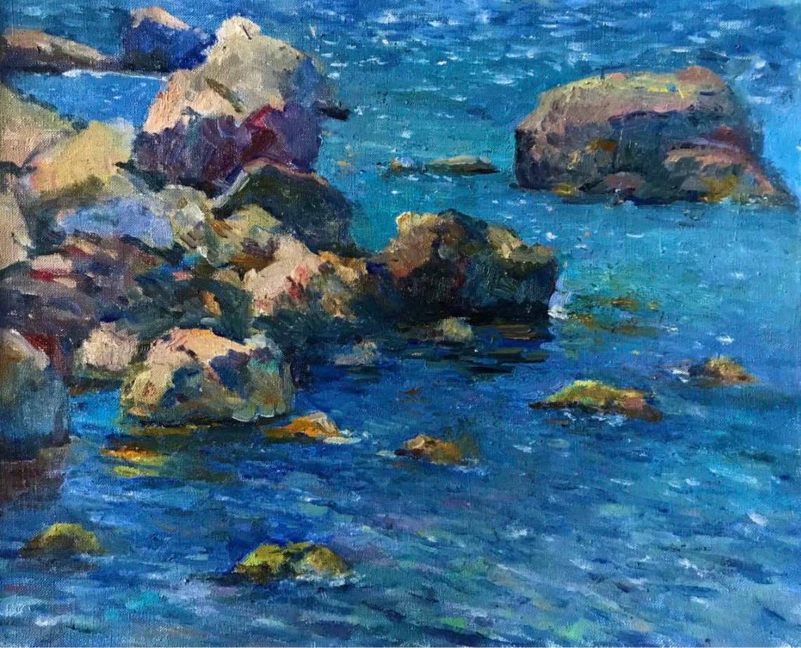 Mer, 40x50 cm, huile sur toile