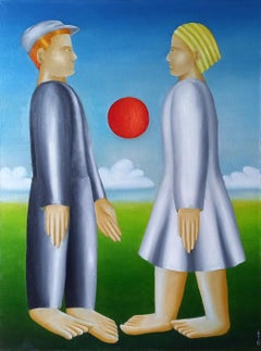 Incontro nel campo, 80x60cm, olio su tela