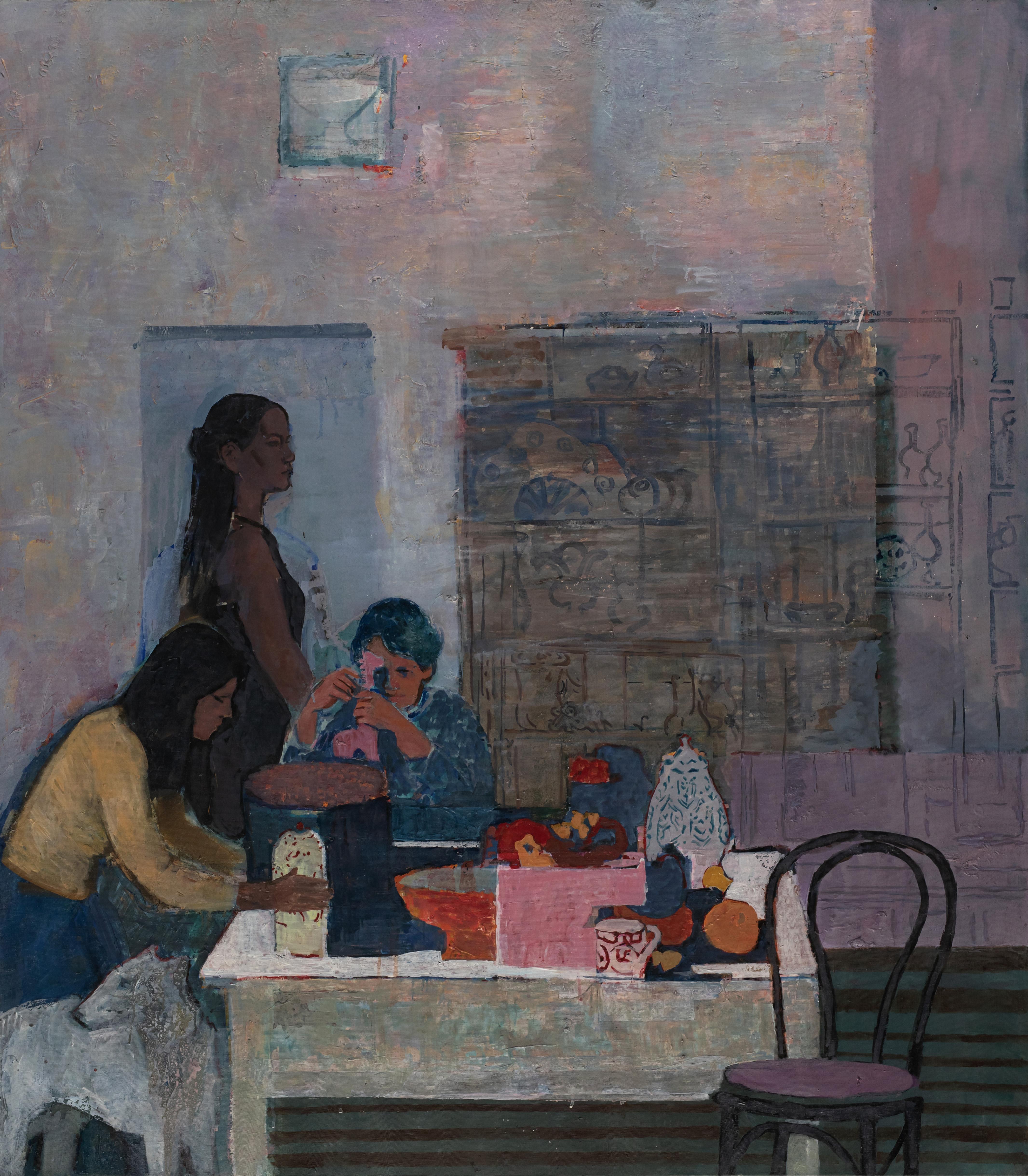 Sunday morning , 150x130 cm, oil on canvas - Painting by Elizaveta Bazhenova