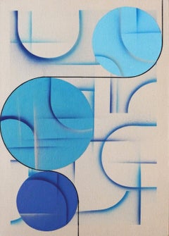 3 cerchi blu. 70x50cm, acrilico su tela
