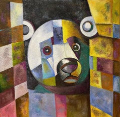 Teddy bear , 100x100cm, Oil, Canvas, sand