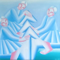Paseo a caballo, 50 x 50 cm, óleo sobre lienzo
