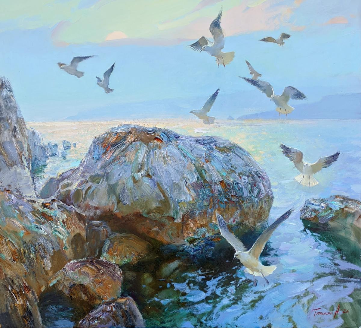 Paesaggio marino, 100x110 cm, olio su tela