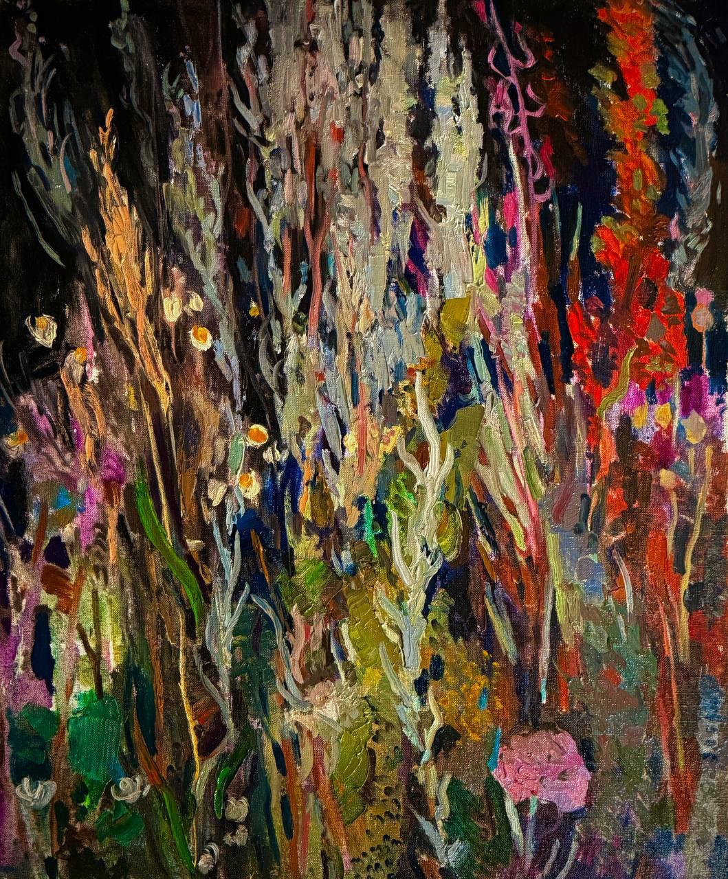 Figurative Painting Ksenia Saldaeva - Absinthe nocturne , 70x60 cm, huile sur toile
