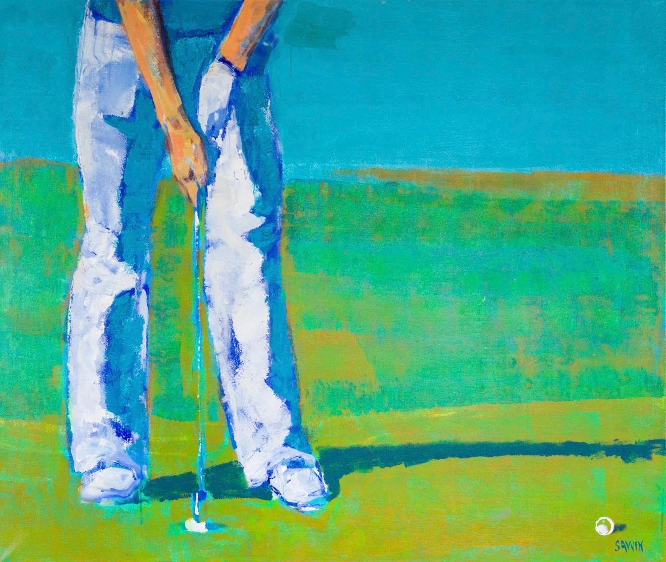 Golf putting , 100x120cm, Acrylic, canvas