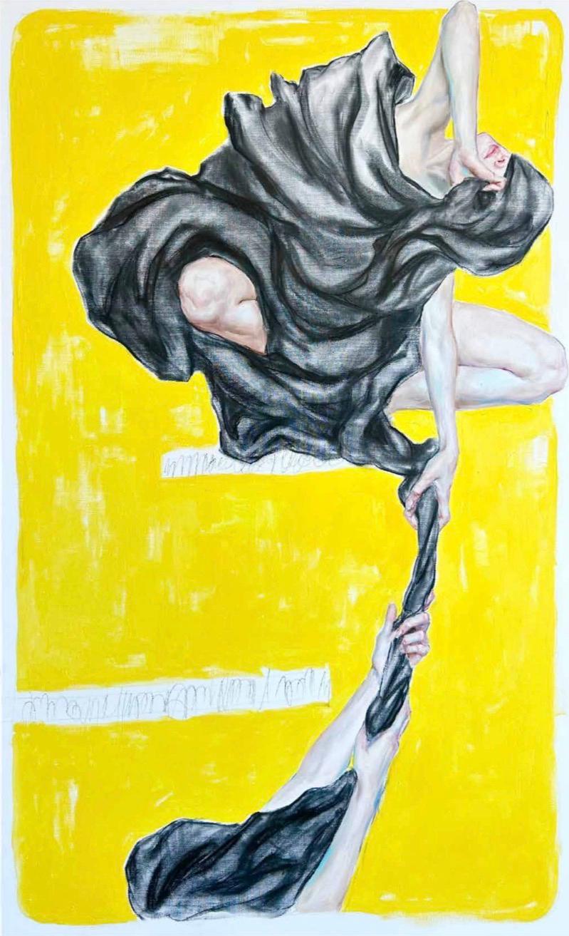 Thirsty, 130x80 cm, oil, acrylic, coal, canvas - Art by Anastasia Savenko