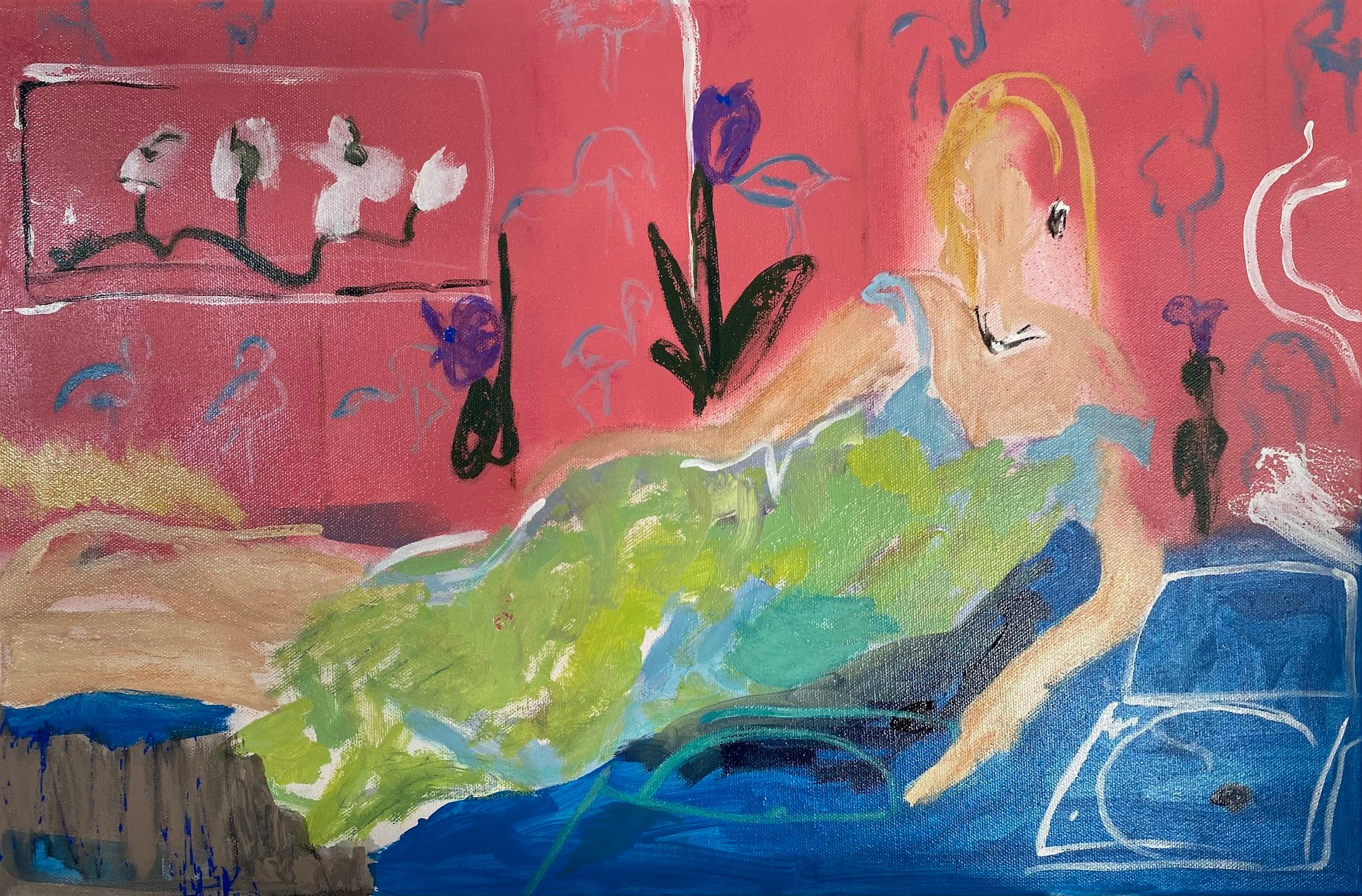 Figurative Painting di Alexandra Strogonova - " Ethereum", 60x40cm, acrilico, pastello, tela