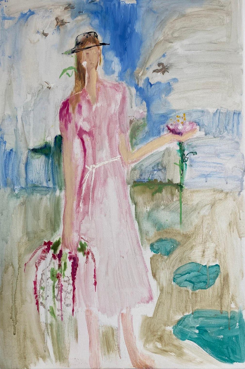 Alexandra Strogonova Figurative Painting – "Die Musik der Natur füllt sich", 60x40cm, Acryl, Pastell, Leinwand