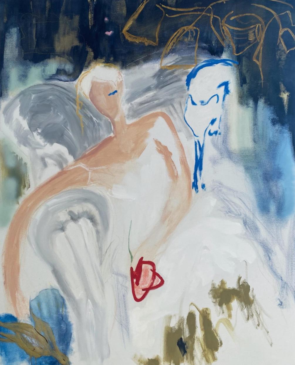 Figurative Painting Alexandra Strogonova - Gestalt dream, 100x80cm, acrylique, pastel, toile