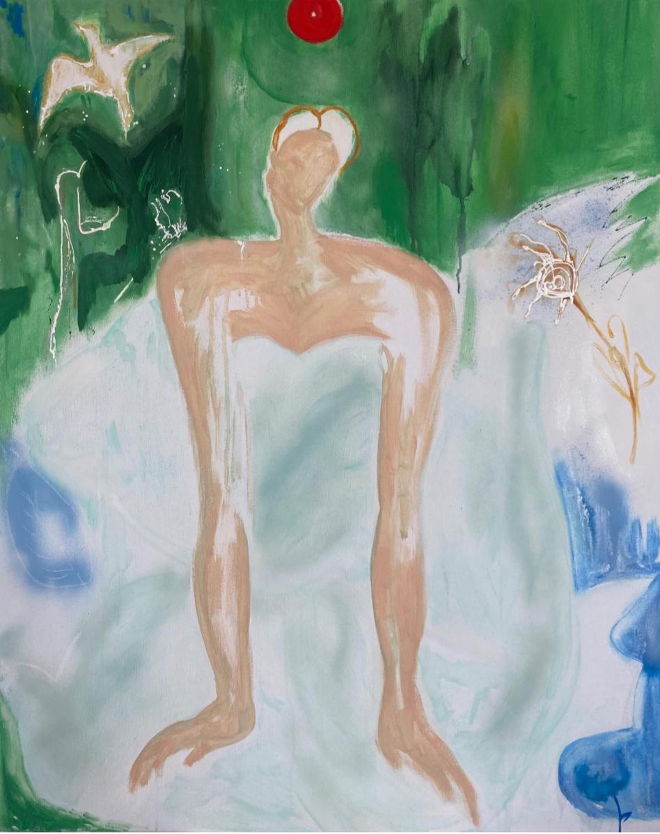 Elephantoms, 100x80cm, acrylic, pastel, canvas