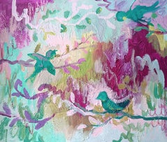 Uccelli, 50x60cm, acrilico su tela, pastello