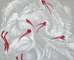 "Ibis crestato", 110x135 cm, acrilico su tela