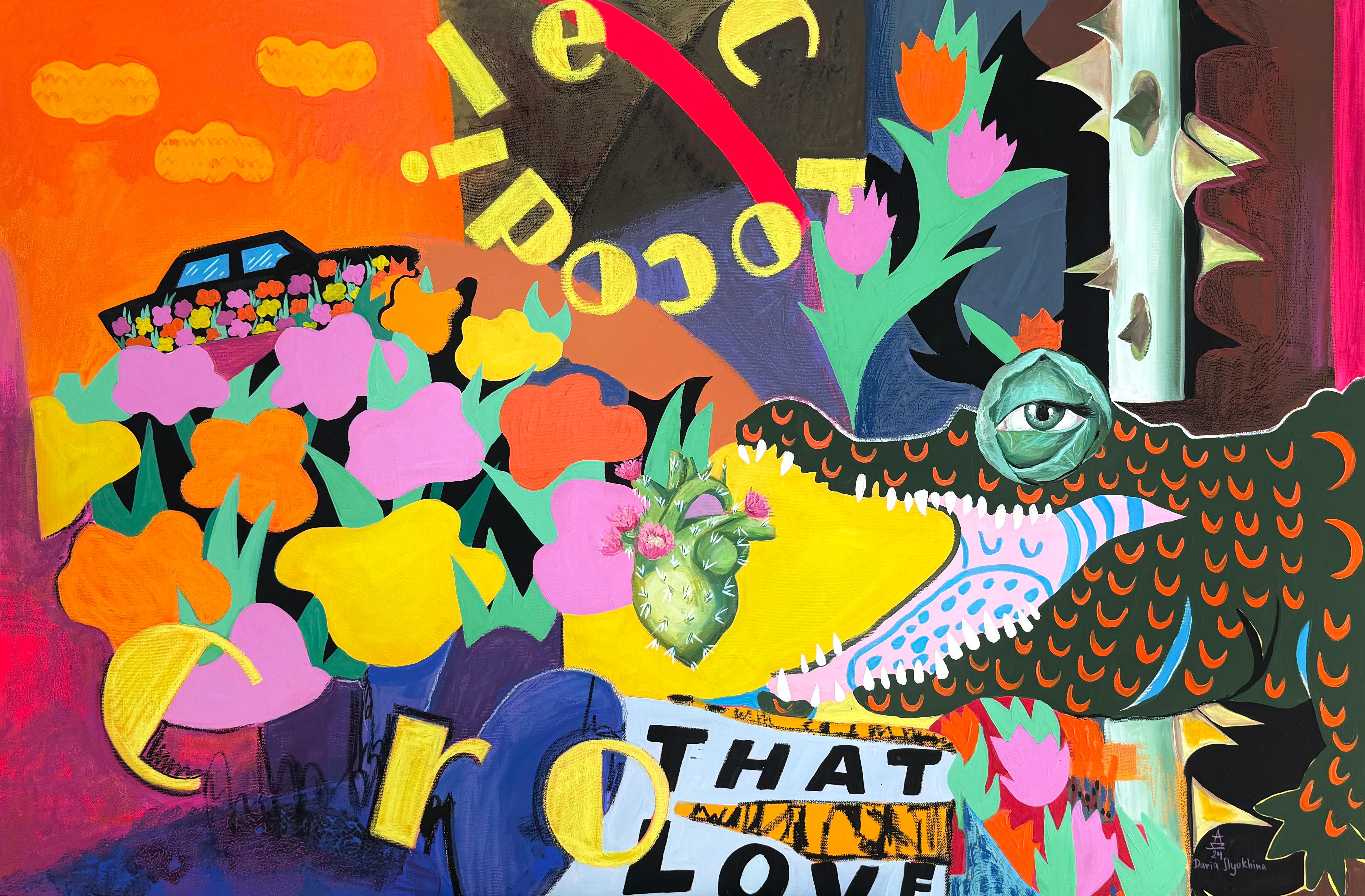 "It's for love" Canvas, mixed media, 100x150cm - Mixed Media Art by Daria Ilyukhina