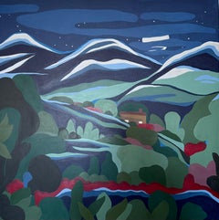 Berglandschaft, 100 × 100 cm, Acryl auf Leinwand