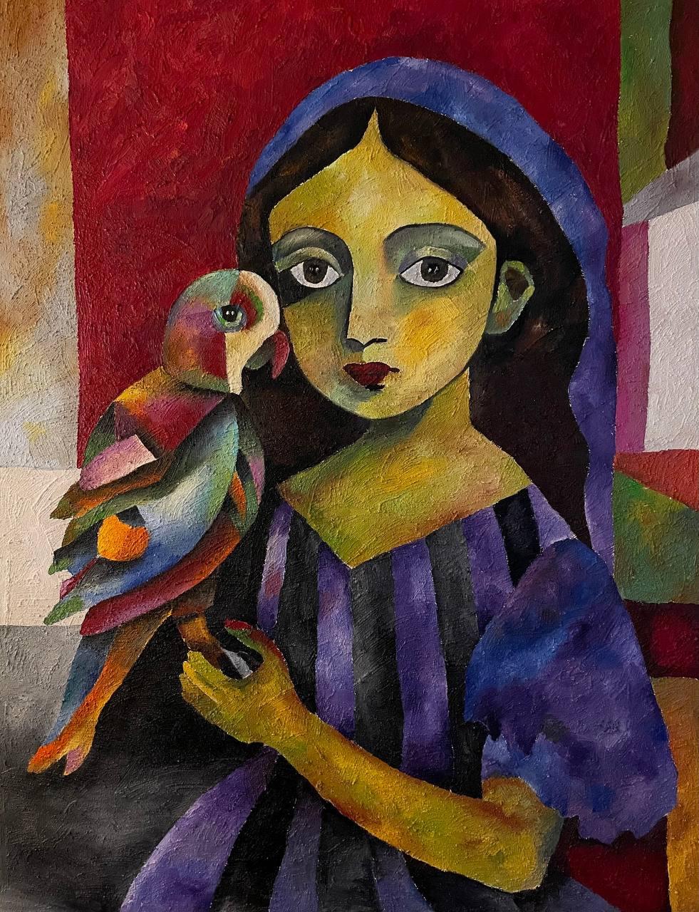 Solomeya and Petya, 130x100, canvas, oil, sand - Painting by Tanya Brodskaya