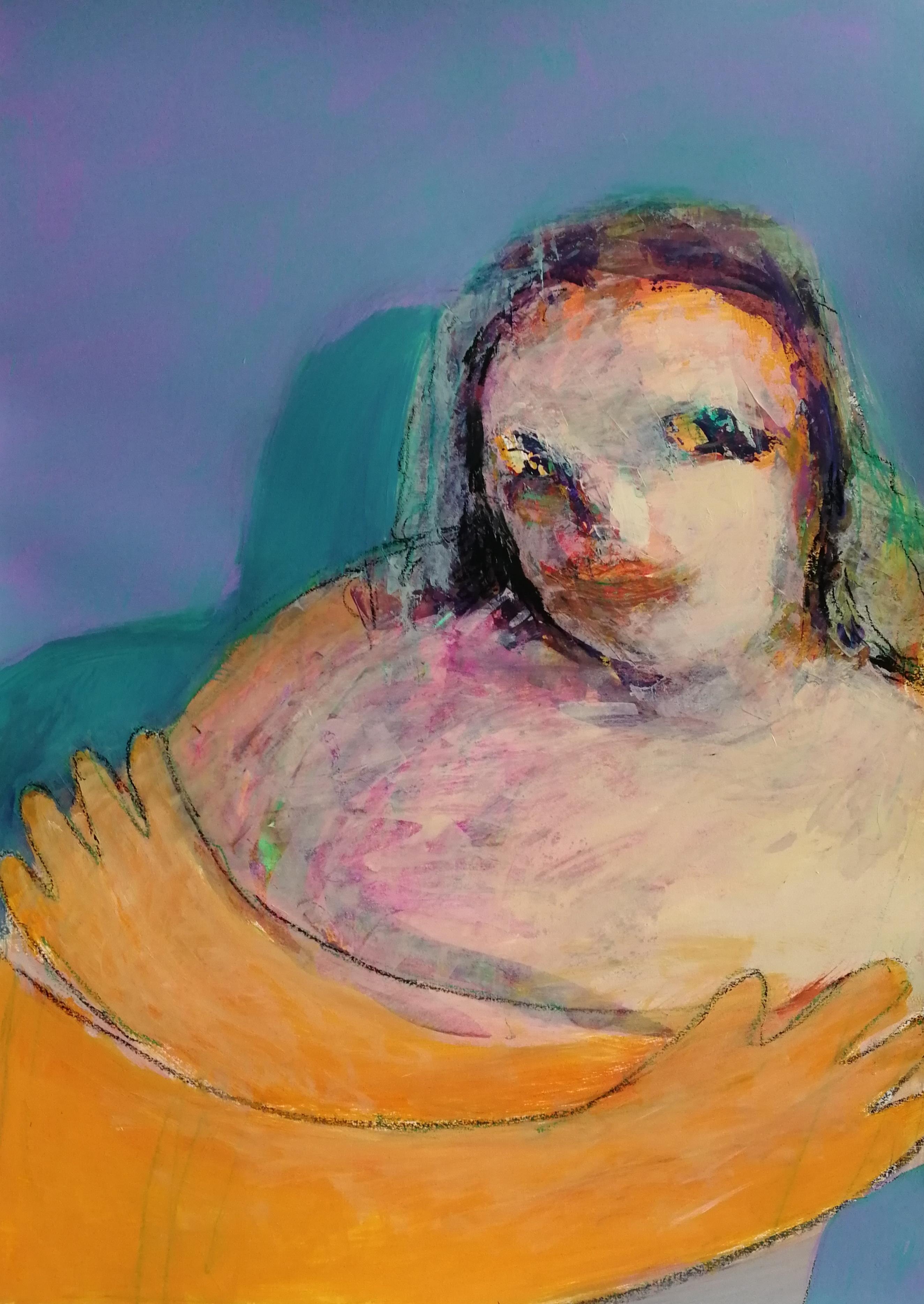 Embrace, 54x39cm, Acryl, Papier – Art von Elena Naushirvanova 
