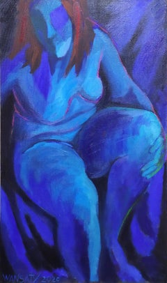 Blau, 100x60cm, Acryl, Öl, Leinwand, Leinwand