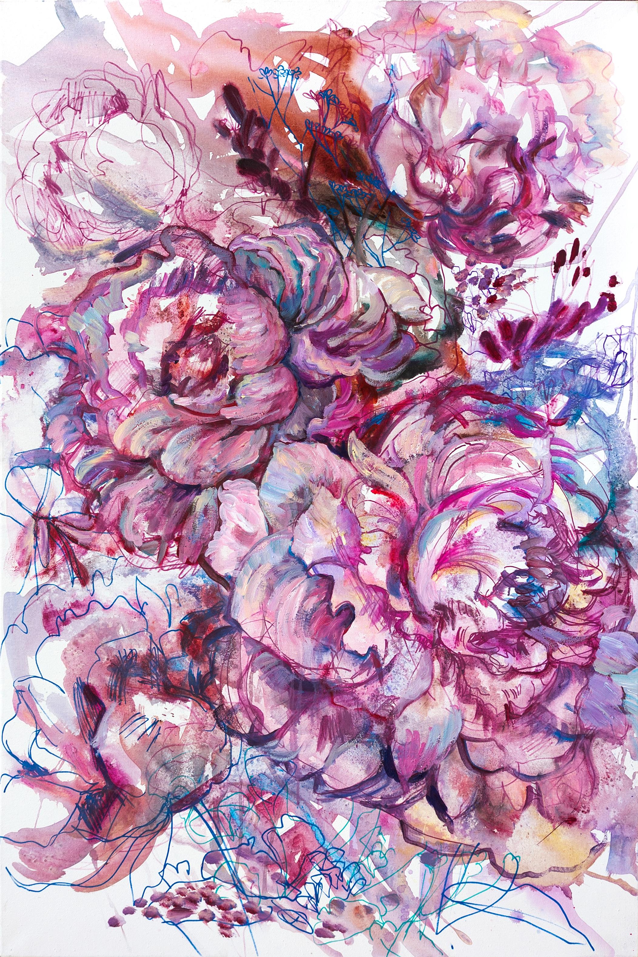 Pfingstrosen, 120x80 cm, Acryl auf Leinwand – Art von Tatiana Levchenko