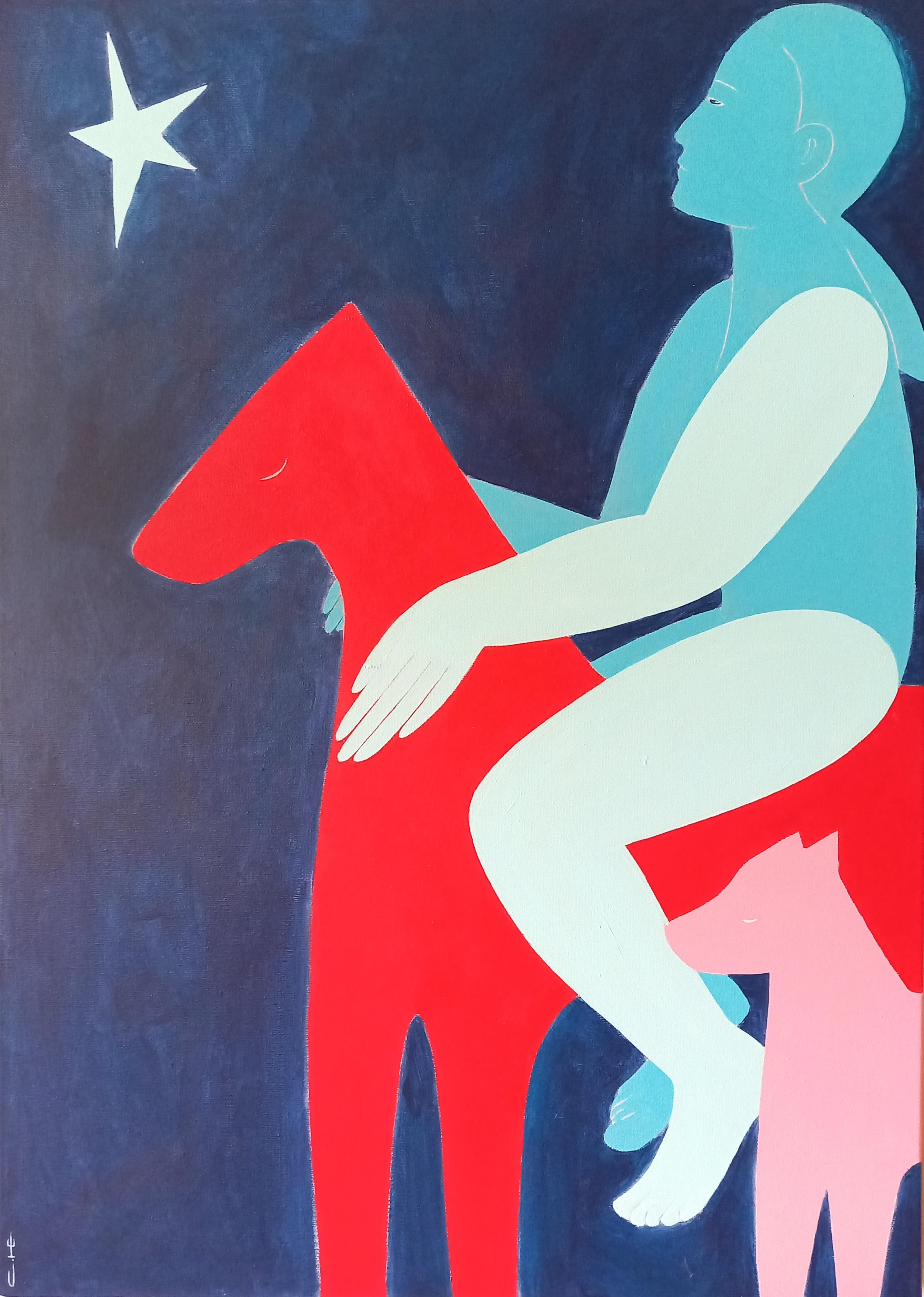 Guiding star, 70x50cm, acrylic on canvas - Art by Sasha Katinauskiene