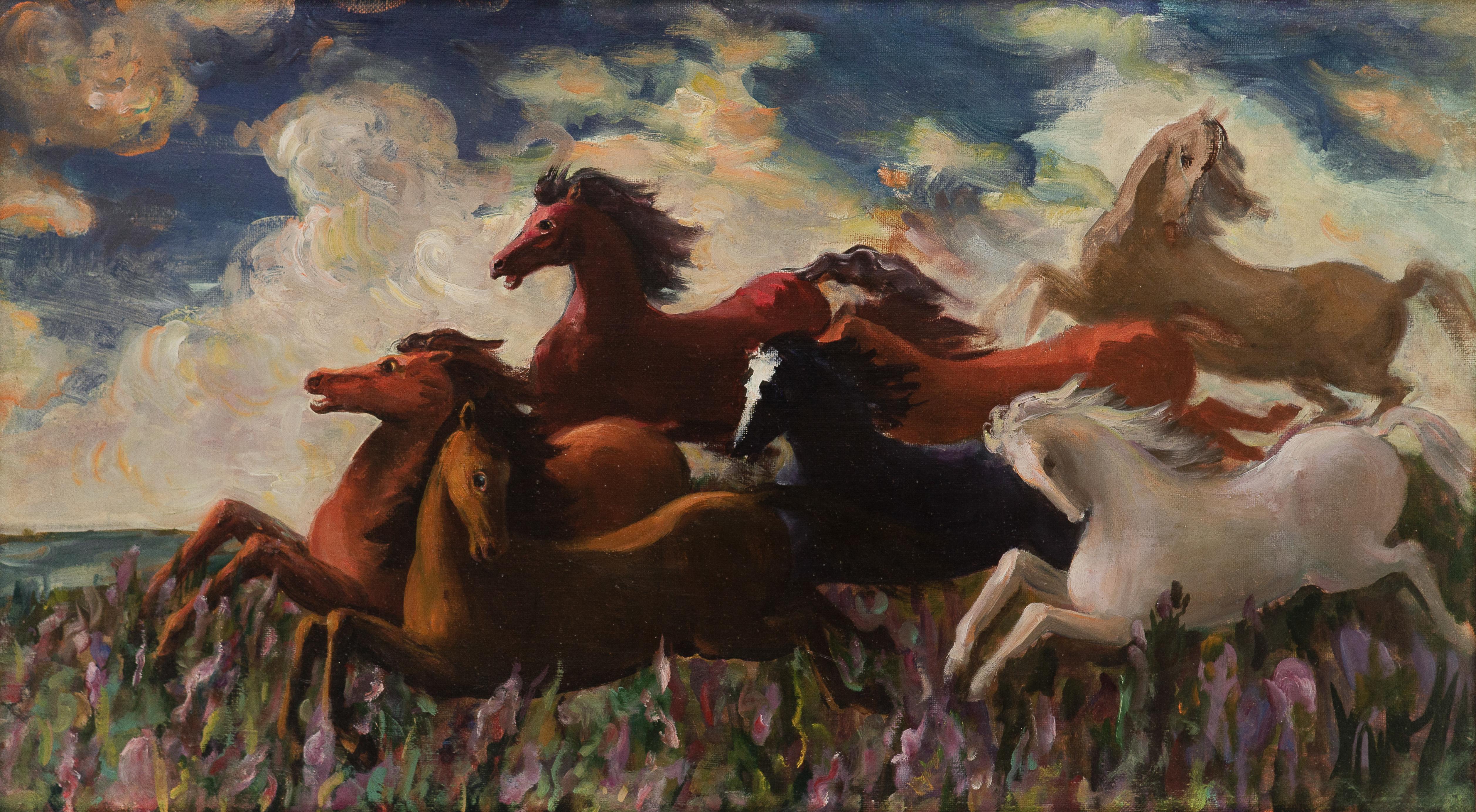Avance, 52x100 cm, óleo sobre lienzo - Art de Taimuraz Aylarov