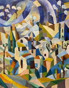 Dorf, 90 × 70 cm, Öl auf Leinwand, Sand